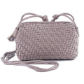 Woven Crossbody Bags for Women Handwoven Purses Vegan Leather Small Handbag Handmade Shoulderbag | Lightweight - color: Gray