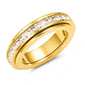 6mm Titanium Fidget Rings for Women Anxiety Relasing, Full Cubic Zirconia Ring Eternity Wedding Band Ring Love Statement Jewelry, Hypoallergenic Stainless Steel Gold Rings for Women No Tarnish - color: gold-fidget