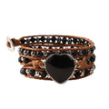 Artilady Leather Wrap Bracelets for Women - Pearl Bracelets Handmade Clasp Bangle Bracelet with Beads Jewelry Gift for Women and Mother - style: Black bead
