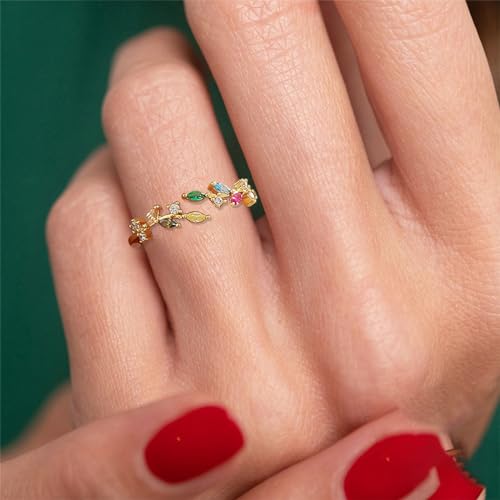 Dainty Rings Open Adjustable Ring Leaf Ring for Women Dainty Stackable Rings for Women - color: G