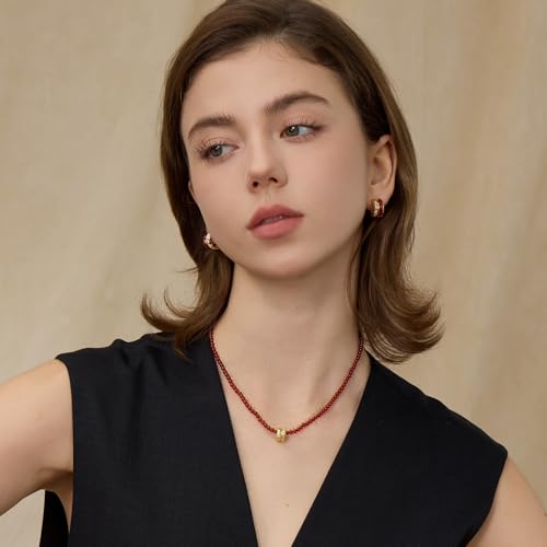 ARSIS 18K Gold Plated Shell Pearl Necklace for Women, 35"/45" Long Dainty Pearl Layering Necklace Beaded Choker, Vintage Boho Strand Necklace Vacation Jewelry Gift for Birthday Anniversary Party - color: Gold Ring Pendant