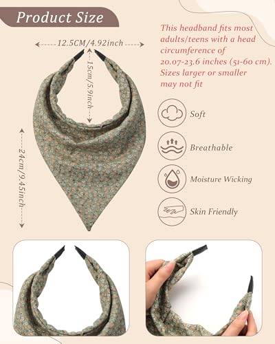HAIMEIKANG Floral Bandana Headbands for Women Boho Hair Bandanas Scarf Triangle Kerchief Hair Bands Vintage Head Scarf(Black + Orange + Green) - color: Black + Orange + Green