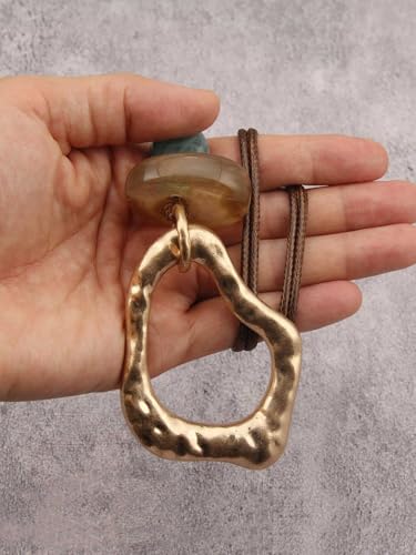 Jeilwiy Leather Necklace for Women Funky Necklace Choker String Cord Necklace with Pendant Boho Style Jewelry - style: Irregular Pendant Necklaces