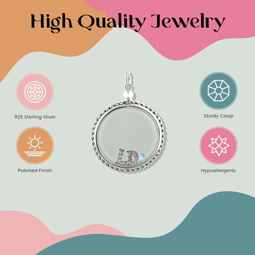 FashionJunkie4Life Sterling Silver Oval Locket Necklaces for Women, 18" Cable Chain - style: Large Clear