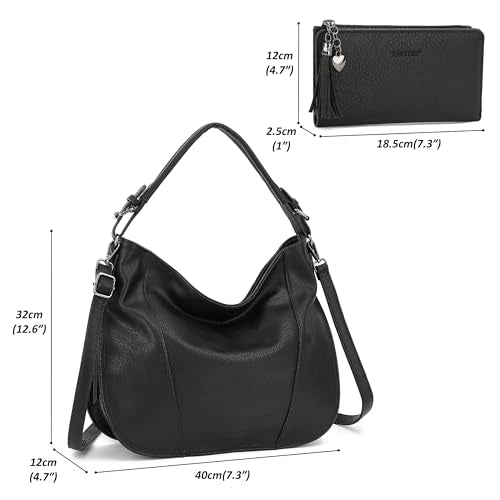 TANTOMI Hobo Bags Purses for Women, Women's Crossbody Handbags and Shoulder Bag, Multi-Pocket Large Hobo Purse - color: Black
