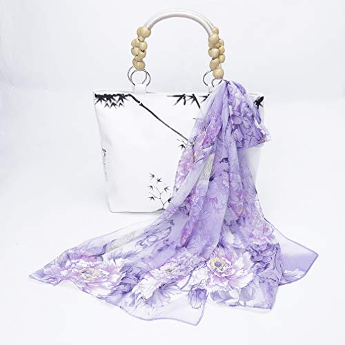 E-Clover Unique Fashion Women's Scarf Chiffon Sheer Scarves for Women Lightweight - color: 01-purple