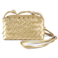 ZEDIUH Woven Bag for Women Crossbody Shoulderbag, Small Vegan Leather Purse - color: Gold