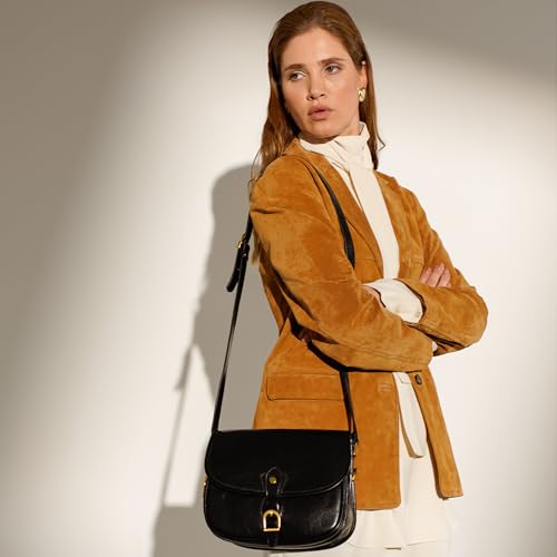 Time Resistance Leather Cross Body Bag for Women - Handbag, Shoulder, Messenger, Purse - color: Black