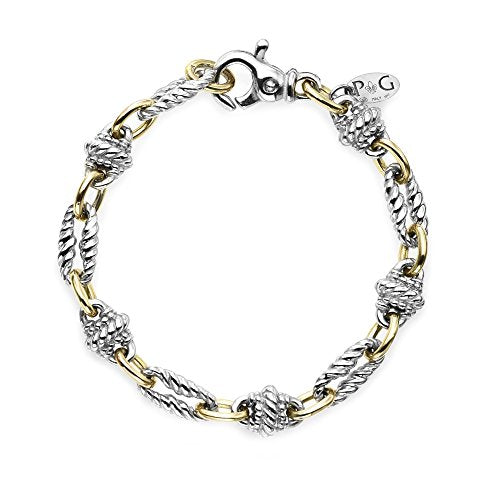 18k Yellow Gold And Sterling Silver Oval Link Bracelet, 7.5"