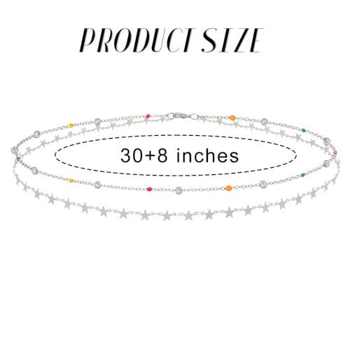 Waist Chain Silver Star Belly Chains Gold Beads Women Crystal Sequins Body Jewelry for Pants and Swimsuits - style: silver-star 2