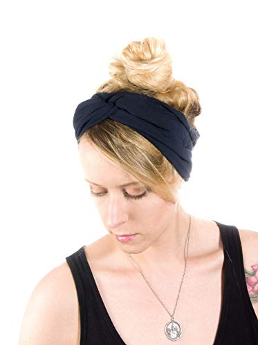 Twist Headband Extra Wide Scrunch Turban (Navy Blue) - color: Navy Blue
