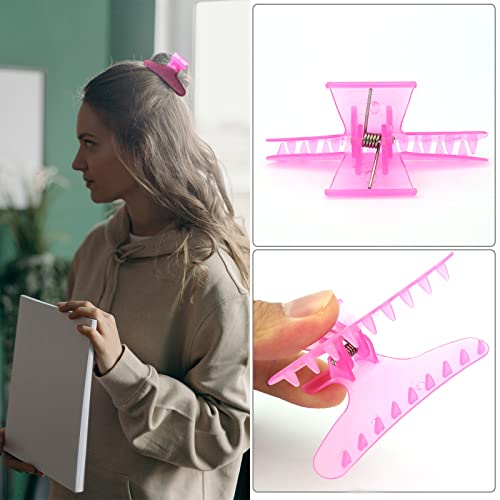 Ondder Hair Clips for Styling - Butterfly Clamps, Claw Clips, Pro Salon Hair Accessories for Women and Girls for Cutting, Coloring, and Hair Styling - color: White & Pink & Rose Red