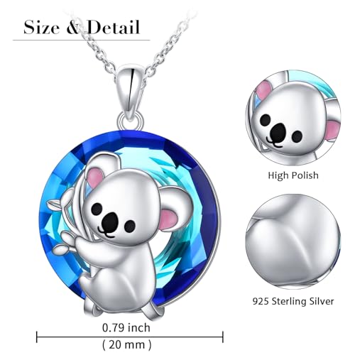 925 Sterling Silver Animal Necklaces Lion/Cat/Phoenix/Bunny/Koalas Necklace Adjustable Chain Animal Lover Pendant Jewelry for Women Men - style: Koala