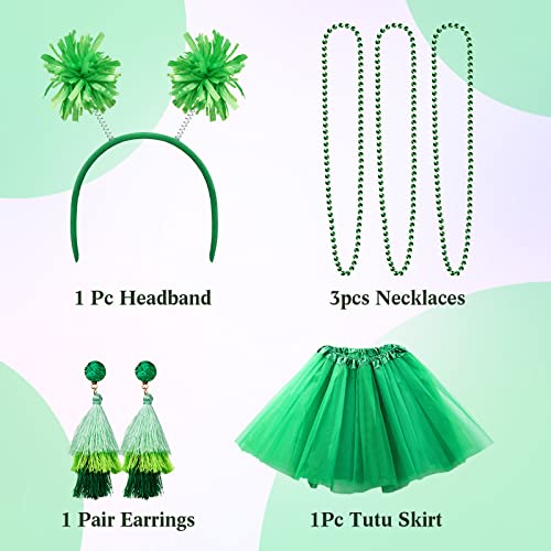 Hicarer 6 Pcs 4th of July Tutu Set Women Red White and Blue Accessories 250th Tutu Patriotic Costume Independence Day Favors - color: Green