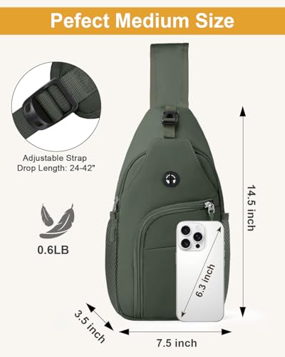 Pritent Crossbody Bags for Women Man, Waterproof Sling Bag Backpack Trendy Casual Cross Body Bags with Convertible Shoulder Strap Chest Bag for Camping Hiking Travel Essentials (Wine, Medium) - color: Green, size: Medium