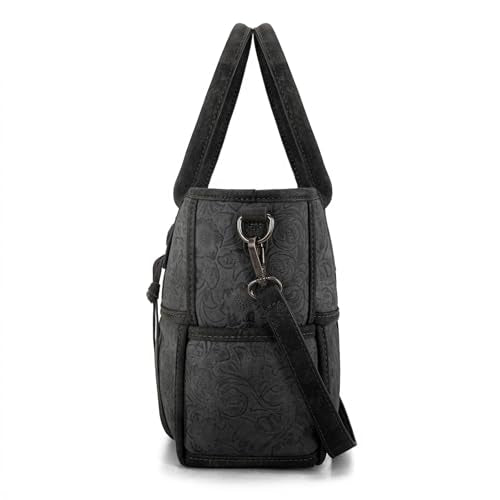 Montana West Wrangler Woven Tote Bag for Women Western Floral Tooled Purses and Handbags - color: Floral Tooled Black