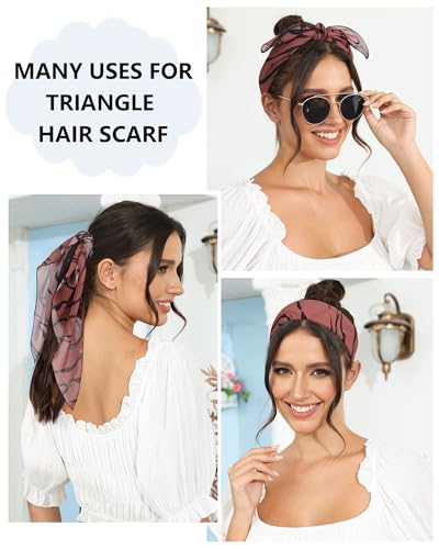 AWAYTR 3Pcs Hair Bandanas Head Kerchief for Women Girls Tie-Back Boho Hair Scarf Headband Bandana Triangle Head Scarf - color: Large Leopard + Zebra Print + Mottled Color