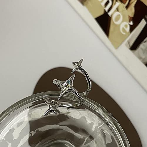 Y2k Moonstone Rings Rhinestone Star Irregular Agate Grunge Rings Set for Women - style: Style 3