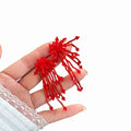 Native Beaded Tassel Earrings Boho,Fringe Drop Statement Seed Bead Tribal Dangle Earrings for Women - color: Red