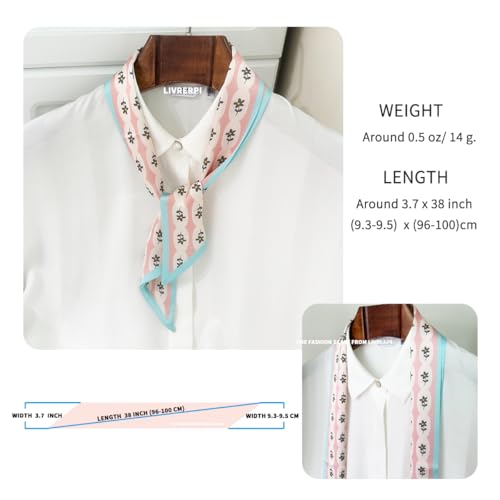 Hair Head Neck Bag Long Scarf Versatile Wrap for Women Soft & Lightweight for Everyday Chic - color: 39 Pink Flower 3.7 X 38 Inch