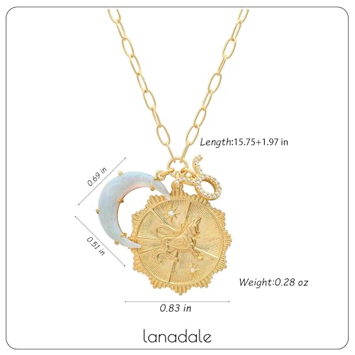 Dainty Gold Zodiac Embossed Coin Opal Crescent Moon Charm Necklace for Women Trendy 18K Gold Plated Retro Paperclip Chain 12 Constellation Horoscope Necklaces Astrology Jewelry Gifts - style: 2.TAURUS (APR 20-MAY 20)