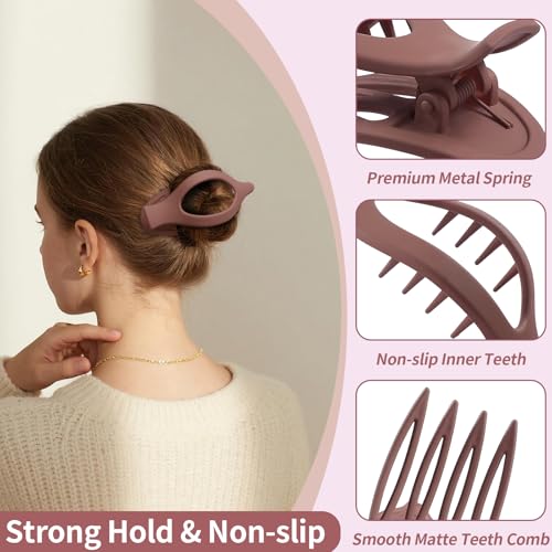 9 Pack Flat Hair Clips for Women, Matte Claw Clips for Thick & Thin Hair (Purple) - color: Purple-Regular