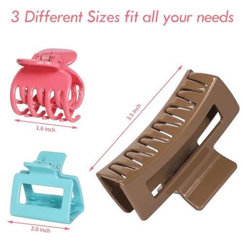 CHANDAT Medium Claw Hair Clips Set for Women - 3 Styles, 9PCS Rectangle Hair Clips for Thick Hair, Square Clips for Thin Hair - Gloss Colorful - color: Gloss Colorful