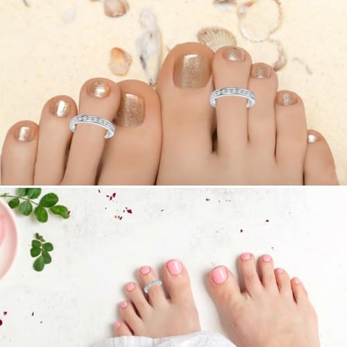Toe Rings for Women, Adjustable Toe Rings Simple Open Band, Summer Beach Foot Jewelry Set gold Toe Ring - color: Silver