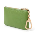 Full Grain Leather Coin Purse with Key Chain - Small Change Purse Keychain Card Holder Keychain Pouch Small Keychain Wallet for Women and Men (Grass Green) - color: Grass Green, Regular Size