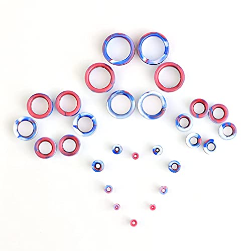 WBRWP 20/28pcs Ear Stretching kit Set: Hollow Hard/Soft Silicone Plugs and Tunnels Ear Expander Gauges Stretcher Body Piercing Jewelry - style: 28pcs Thick/Mixed Blue&Red&White