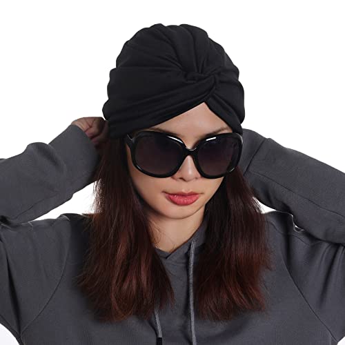 hoyuwak Turbans for Women Satin Lined Hair Bonnet Head Wrap Scarf Cover Durag Headwear Beanie Hat for Sleeping Outing Decor