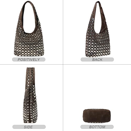 Fashion Handbags and Purses, Beach Shoulder Bags, Travel Braided Top Handle Tote Bag - color: Coffee