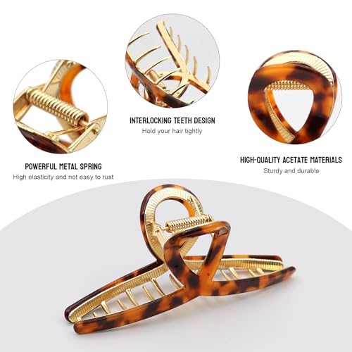 MEDOCA Large Claw Clips - Metal Hair Clips for Women - Gold Claw Clip for Thick Hair - Strong Hold Big Claw Clips for Women Girls - Orange - color: 4.Orange