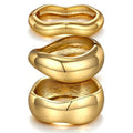 Chunky Gold Bangle Bracelets for Women Trendy 14K Gold Plated Cuff Bracelets Stack, Dainty Gold Bracelet Sets Non Tarnish Fashion Jewelry Gift - style: Gold-3pc-008