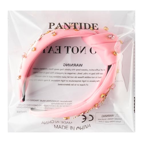 PANTIDE Flamingo Jeweled Knotted Headband - Summer Flamingo Rhinestone Embellished Headband Non Slip Wide Top Knot Hairband Hair Accessories Hawaii Beach Pool Party Birthday Gift for Women Girl (Pink) - color: Pink Flamingo