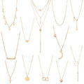 Starain 12Pcs Layered Choker Necklace Fashion Multilayer Chain Necklace Simple Gold Necklace Set for Women - color: 12Pcs Gold Necklace Set