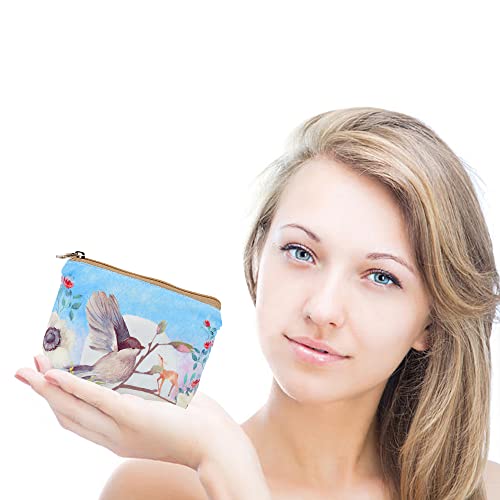 Women and Girls Cute Fashion Coin Purse Wallet Bag Change Pouch Key Holder - color: Birds