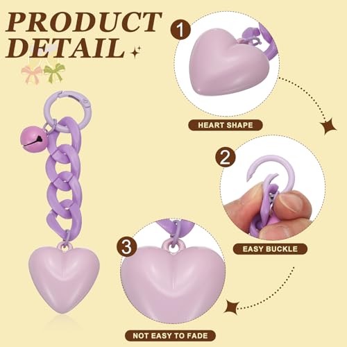 PATIKIL Cute Heart Keychain for Women, Heart Purse Charm Bag Charm Accessories for Handbag Car Purse Backpack - color: Purple
