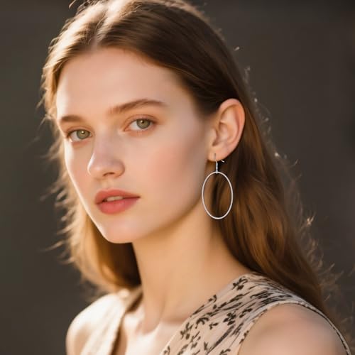 POPLYKE Sterling Silver/Rose Gold/Gold Plated Large Hoop Earrings Circle Dangle Drop Earrings for Women 40 50 60 70 80mm - color: Oval, size: 50mm