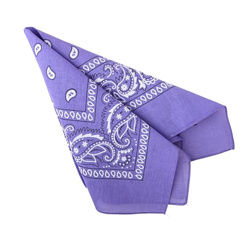 Motique Accessories Set of 3 Paisley Bandanas – 100% Cotton 22 Inch Head Scarf Neck Bandana Face Cover - color: Lavender