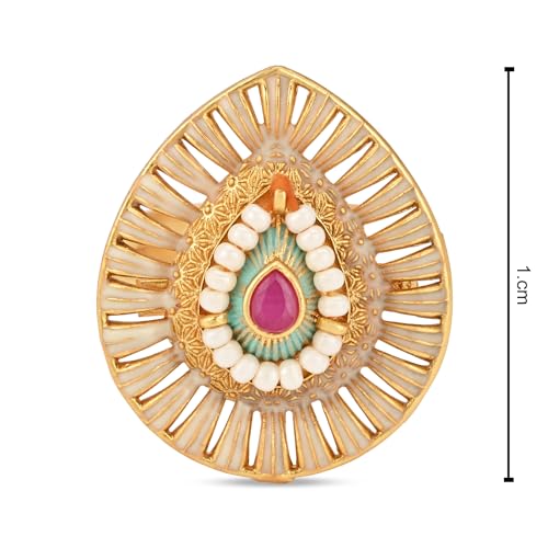 I Jewels Antique Gold Plated Indian Wedding Bollywood Ethnic Floral Shaped design Adjustable Finger Ring For Women & - style: Style 5