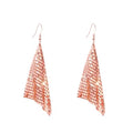 Sequin Earrings for Women Metal Mesh Grid Sequins Tassel Long Drop Dangle Earrings Trendy Charms Bridal Wedding Jewelry - color: Rose God