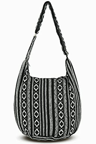 Your Cozy Hobo Sling Bags For Women Crossbody Bag Thai Top Handmade Shoulder Bag with Adjustable Strap - color: Naga-black