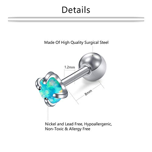 Mayhoop 16g Cartilage Earrings - Men Women Surgical Stainless Steel Tragus Piercing Jewelry Stud Hoop Forward Helix Rook Daith Conch Earrings - style: Green