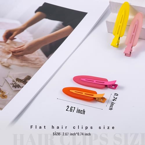 10 Pcs Creaseless No Crease No Bend Flat Hair Clips For Styling Non Slip Makeup Clips For Women Salon Hairstyle,Matte Green Pink Orange Yellow Rose Red - color: Matte Green Pink Orange Yellow Rose Red