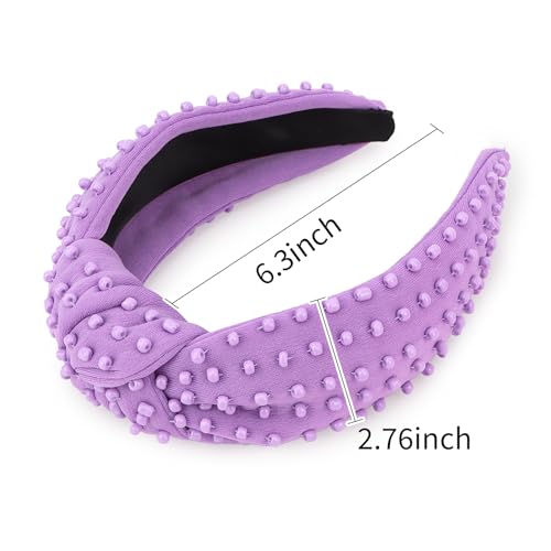 YISSION Lavender Purple Knotted Headband for Women - Wide Beaded Hair Hoop, Stylish Hair Accessory for Daily Wear, Parties & Casual Outfits - color: Purple