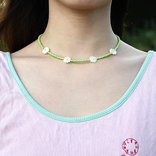 Wellike Freshwater Pearl Beaded Necklace for Women Handmade Boho Colorful Glass Beads Choker Necklace Stainless Steel 18K Gold Plated Bohemian Women Summer Jewelry Gifts - color: KKWX1145L