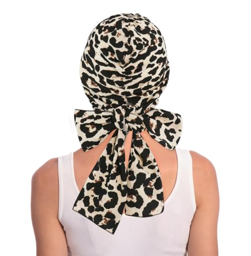 XYIYI Chemo Headwear for Womens Cancer Patients, Head Scarf Chemotherapy Headwraps Hat - color: Leopard Print