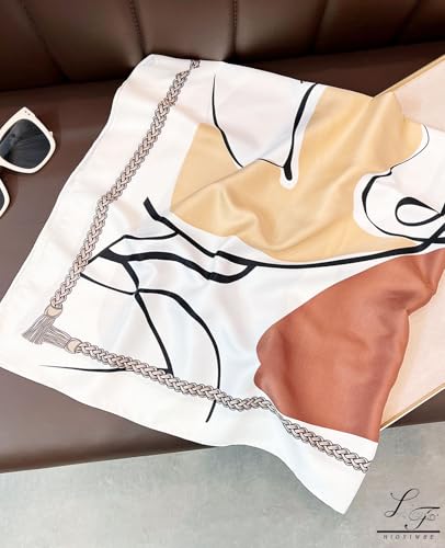 Hioyiwse Head Scarf For Women Hair Bandana 35" Large Square Satin Wrap Sleeping Neck Silk Satin Hair Scarves Lightweight - color: F19-red-orange Block(35*35inch）