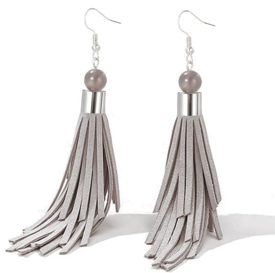 Coiris Boho Leather Layered Tassel Earrings for Women Lightweight Leather Fringe Dangle Earrings Handmade Bohemian Summer Beach Western Drop Earrings for Women - color: Gray